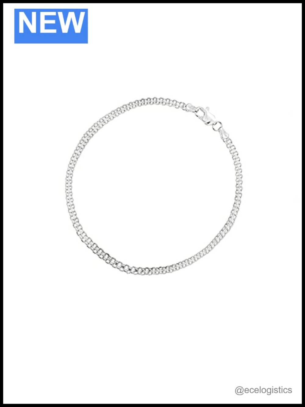Sterling Silver 3mm Bismark Link Chain Anklet